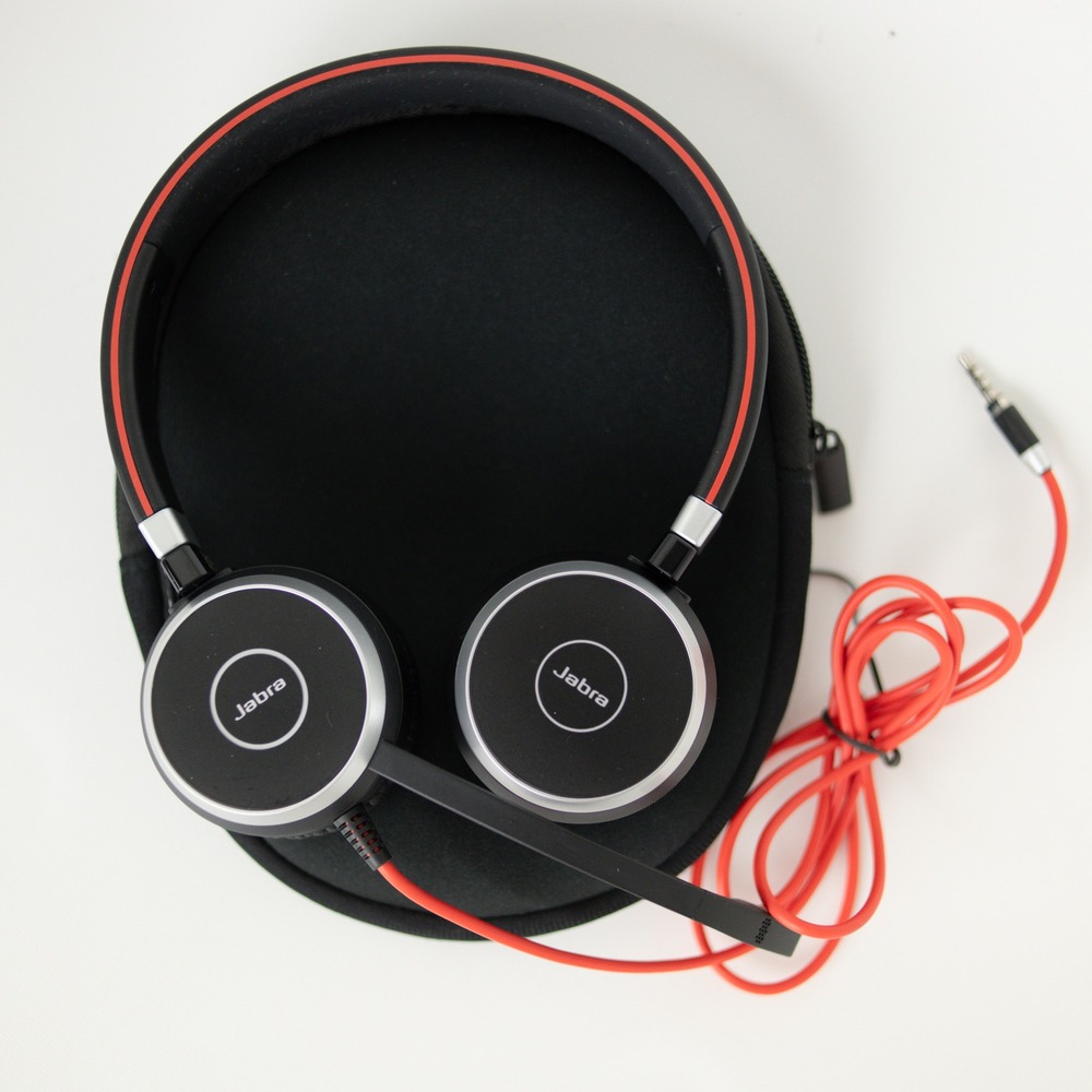 Jabra Evolve 40 Wired Stereo Headset Black Red Call Center Headphones Case‎